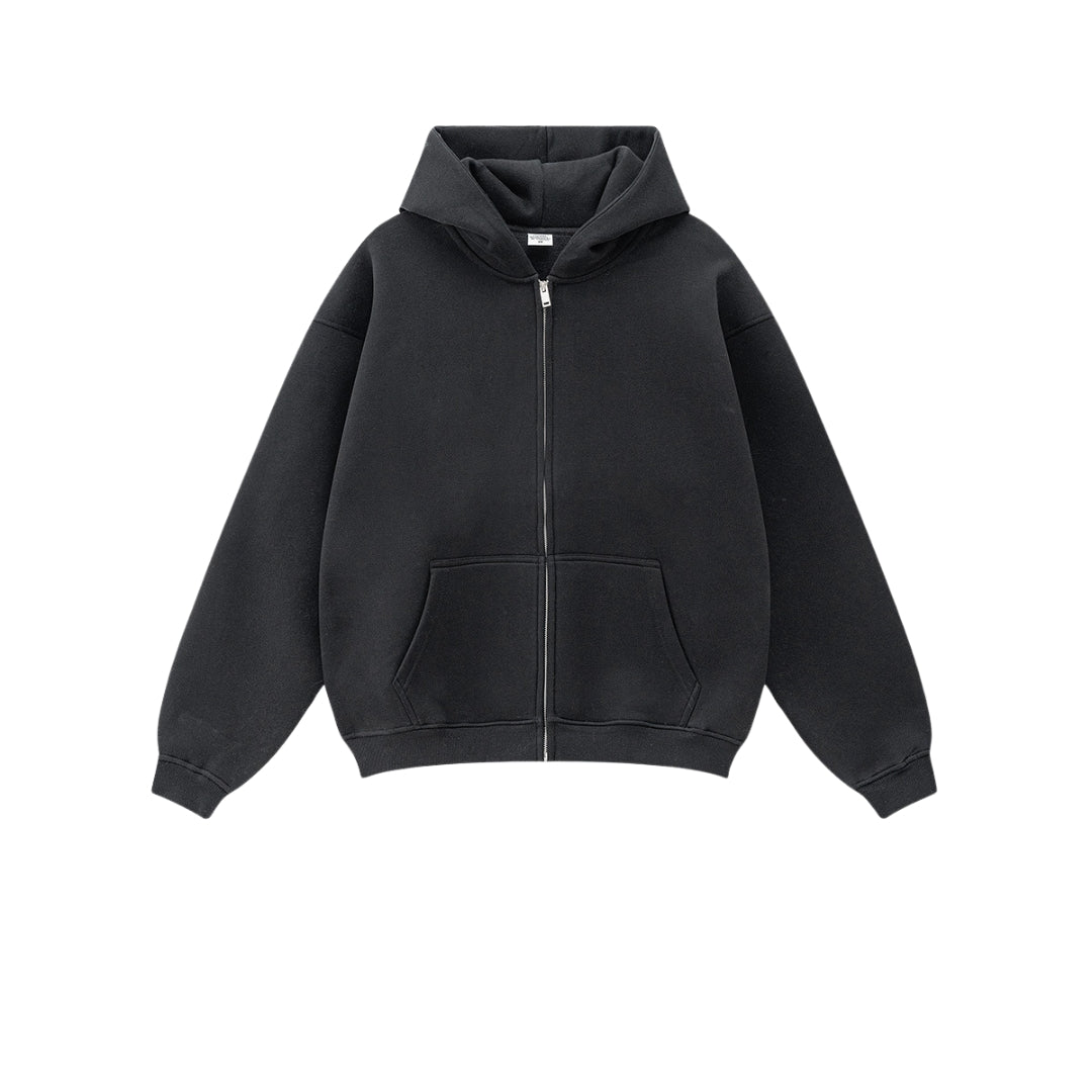 Fleece Lining Oversize Washed Zipper Hoodie WN9943