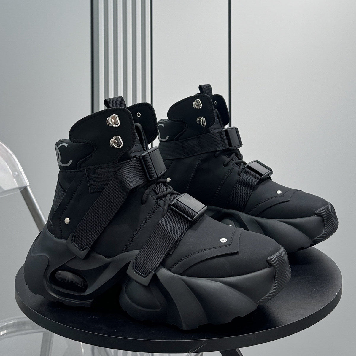 Strap Buckle Air Sole Chunky Sole Sneaker Boots WN24684