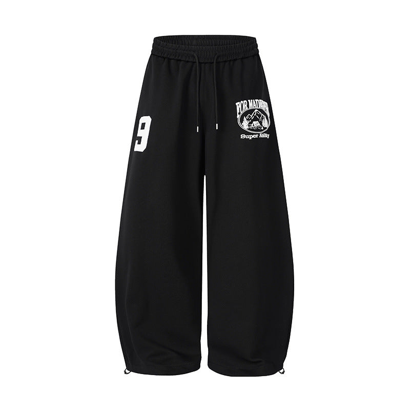 Number Graphic Wide Leg Sweatpants WN28123