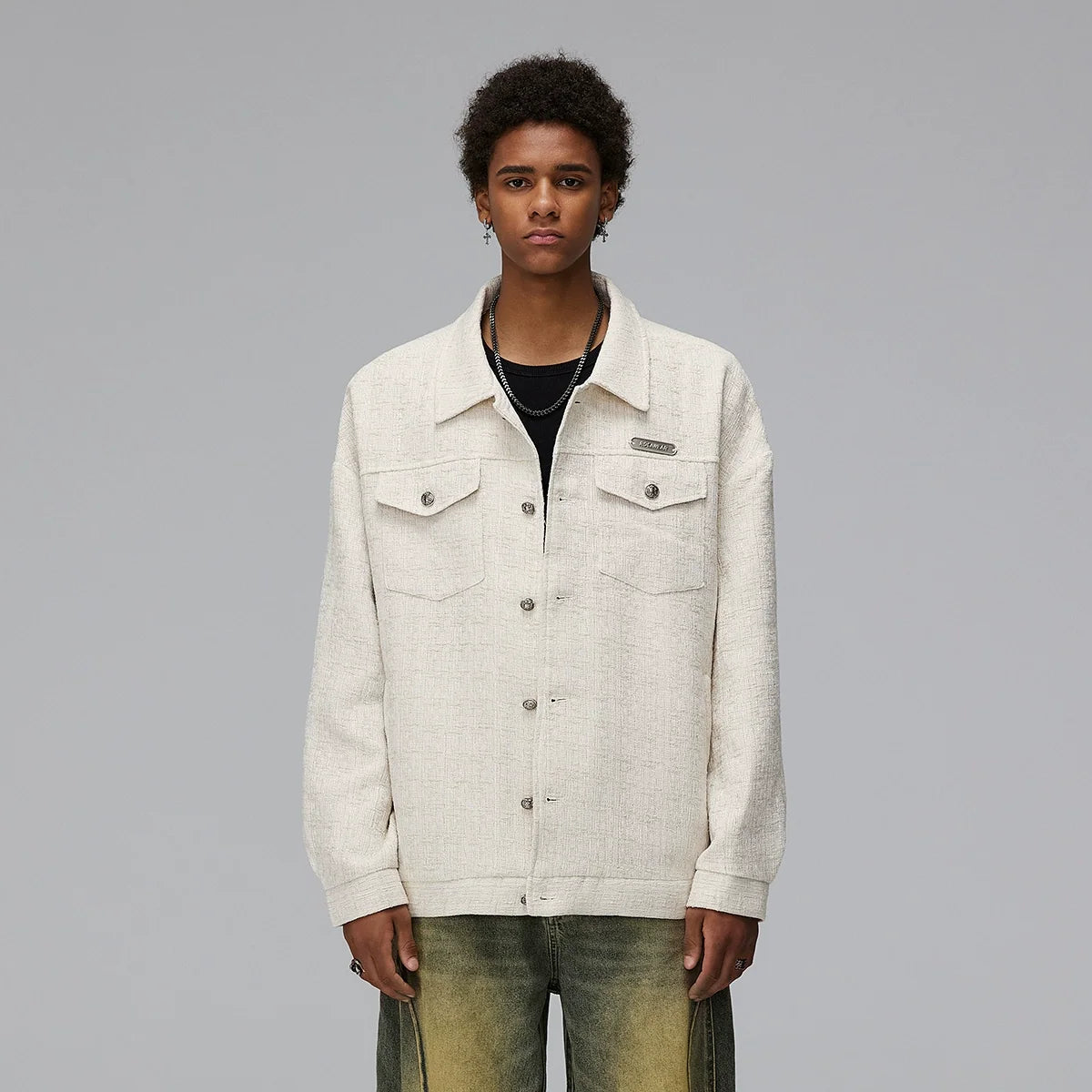 Woven Heavyweight Plaid Oversize Jacket WN17934