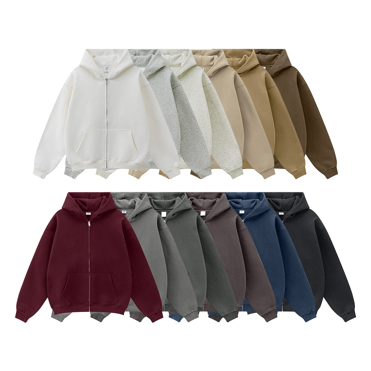 Fleece Lining Oversize Washed Zipper Hoodie WN9943